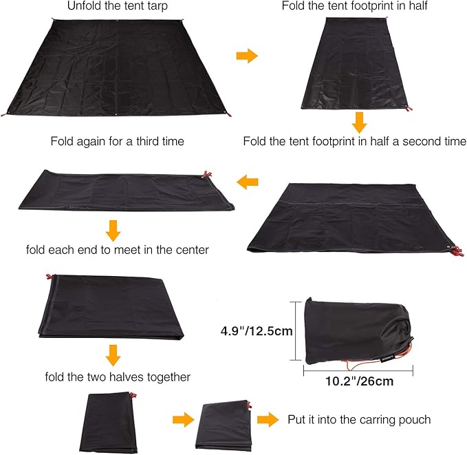 REDCAMP Ultralight Tent Footprint, PU 2000 Waterproof Camping Tent Tarp with Drawstring Carrying Bag, Waterproof Camping Tarp for Outdoor Hiking Camping