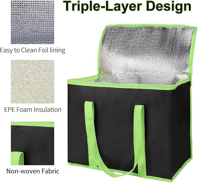 Insulated Reusable Grocery Shopping Bags, 4 Packs