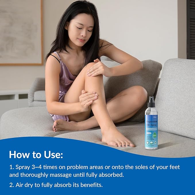 100% Pure Magnesium Oil Spray,8 fl oz,Less Itchy, Topical Magnesium Oil for Feet, Magnesium Chloride from Ancient Zechstein Seabed, Without Scented