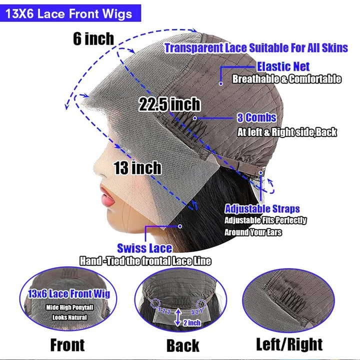 32 Inch 13x6 Body Wave Lace Front Wigs Human Hair 200 Density 13x6 HD Lace Frontal Wigs Human Hair Pre Plucked Natural Hairline Body Wave Glueless Human Hair Wig for Women