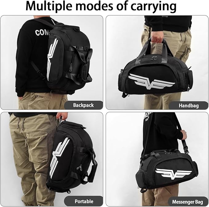 FIORETTO 30L Sports Gym Duffle Bag with Wet Pocket & Shoe Compartment, Weekender Hospital Overnight Bag for Women, Sports Holdall Backpack