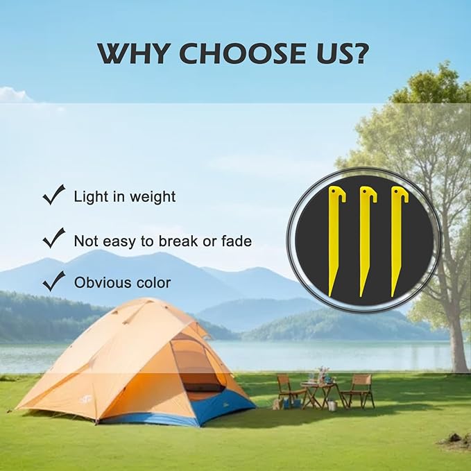 24pcs Plastic Tent Pegs Durable Spike Hook Awning Camping Caravan Pegs Accessory