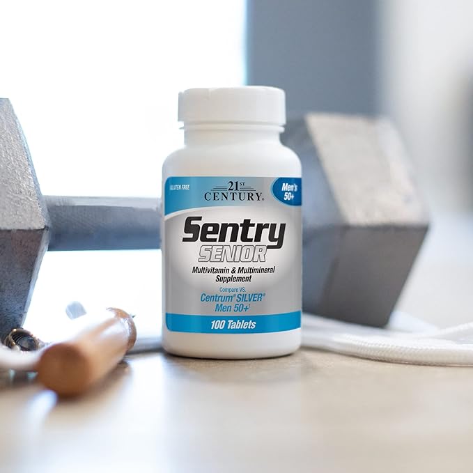 21st Century Sentry Senior Men 50Plus Tablets, White Unscented 100 Count (Pack of 2)