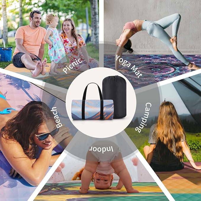 60x80'' Oversized Picnic Blanket Patios Water Proof Sandfree Lightweight Portable Beach Workout Concert Matts Festival Family Camper Trailers Items Motorhome Car Trips Stuff Gift Ideas Boho