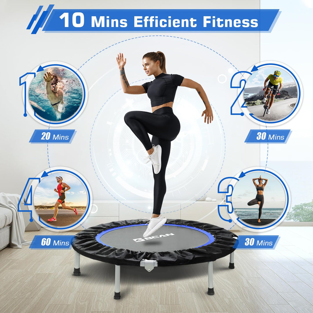 BCAN 40/48" Foldable Mini Trampoline Max Load 330lbs/440lbs, Fitness Rebounder, Exercise Trampoline for Adults Indoor/Garden Workout