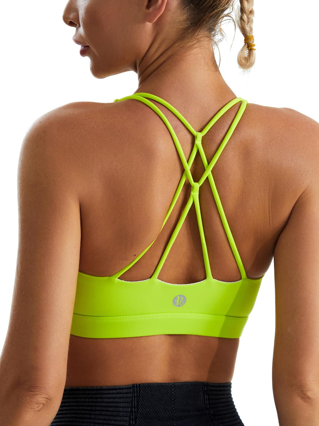 Sports Bras for Women,Padded Green Sports Bra Tank Top Sexy Crisscross Back High Impact Longline Workout Yoga Bra(WX2934Electric Lemon,S)