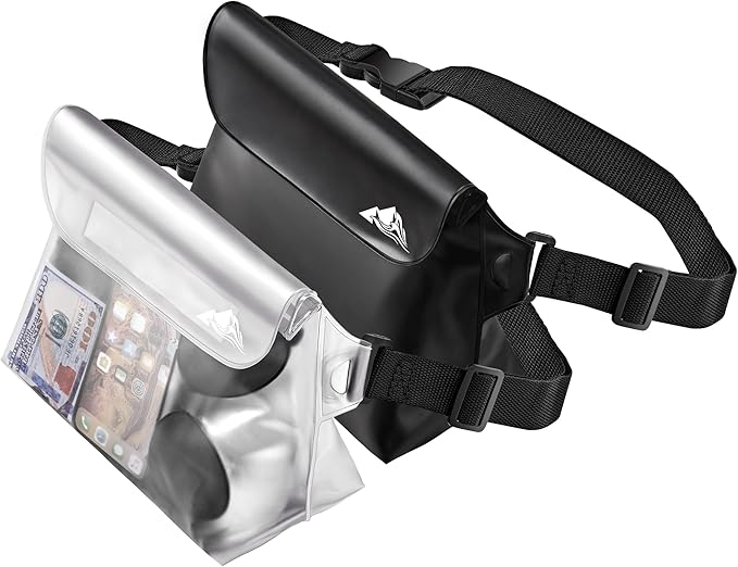 HEETA 2/3/4 Pack Waterproof Pouch with Waist Strap, Screen Touchable Dry Bag with Adjustable Belt for Phone Valuables for Kayaking, Swimming, Snorkeling, Boating, Fishing, Surfing & Beach