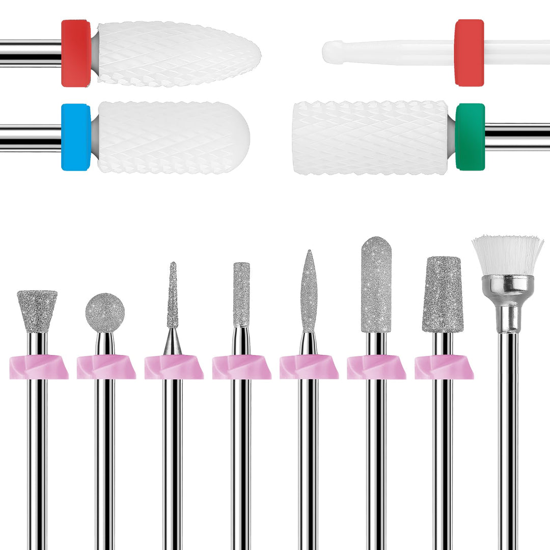 Makartt Nail Drill Bits:10Pcs Dimond Sanding Bit Sets for Nail Drill E-File,Upgraded Cuticle Cleaner Gel Polish Remover Tool Bits for Acrylic Nails Manicure Prep Salon Home DIY Use