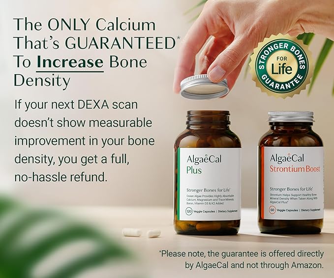 ALGAECAL - Bone Builder Pack for Bone Density, Clinically Supported Plant Based Calcium Supplements & Strontium, Vitamins K2, D3, Magnesium & 16 Minerals, 3-Month Supply, Made in USA