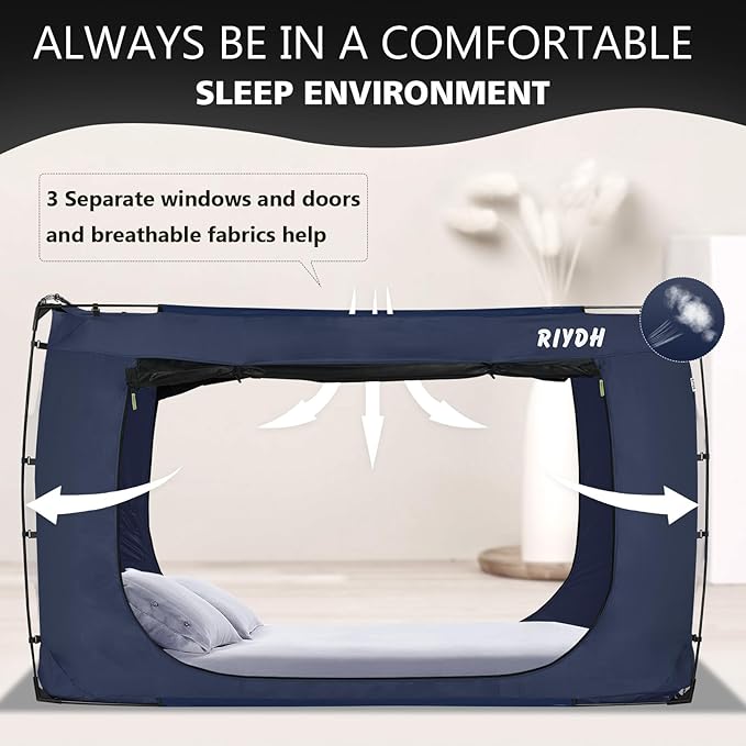 Bed Tent Bed Canopy King Size Tents for Adult and Kids- Original Design Portable Dream Tent Indoor Sleeping 80% Blackout with 3 Doors Breathable Big Space Tents