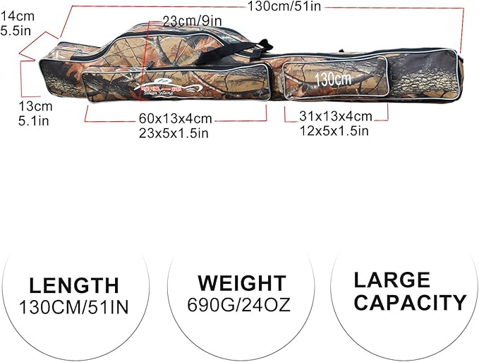 Sougayilang Folding Fishing Rod Case Organizer Pole Storage Bag Rod Reel Tackle Carrier Fishing Rod Bag Fishing Case