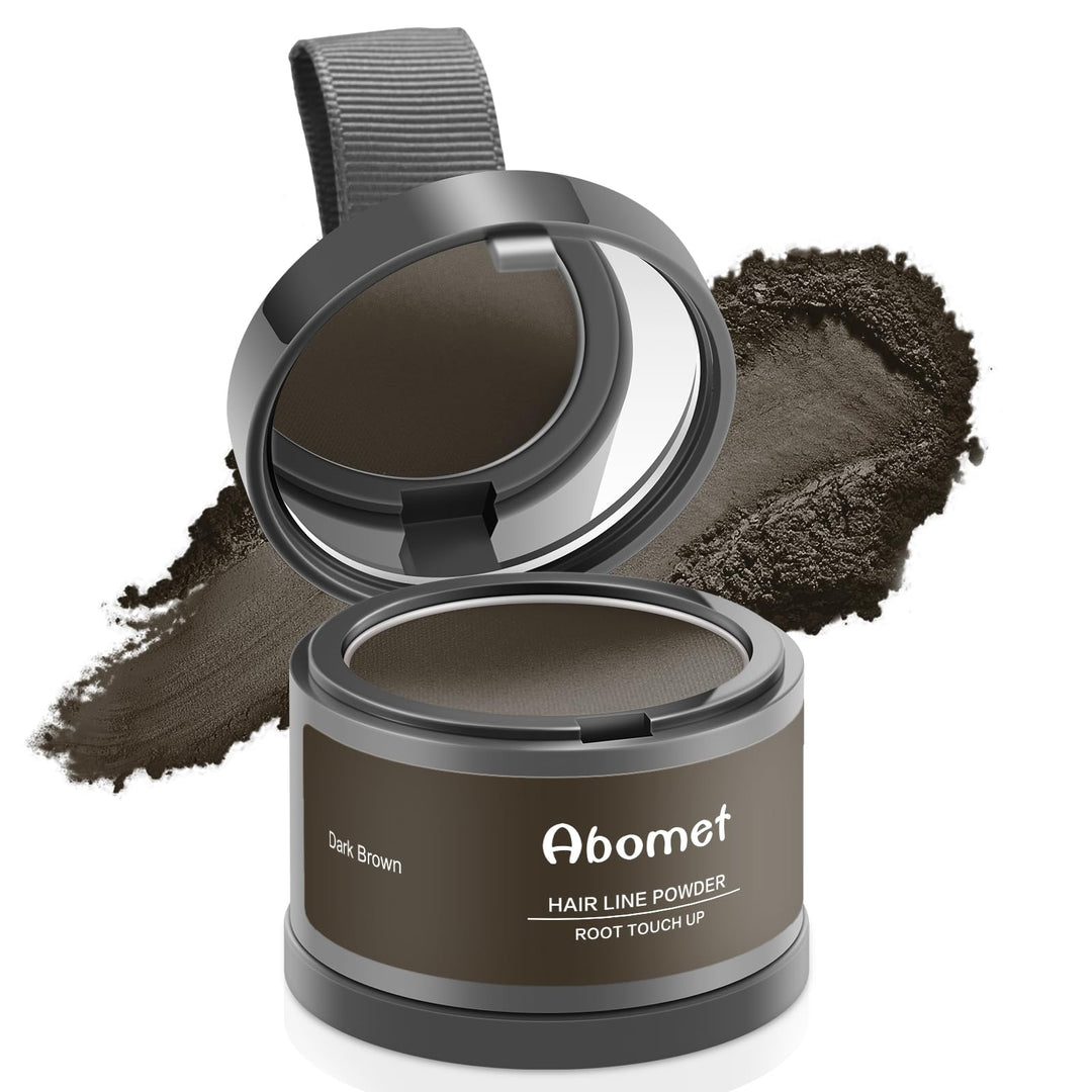 Abomet Root Touch Up Instantly Gray Hair Coverage Hairline Powder, Dark Brown, For Women Men, Hair Fibers For Thinning Hair