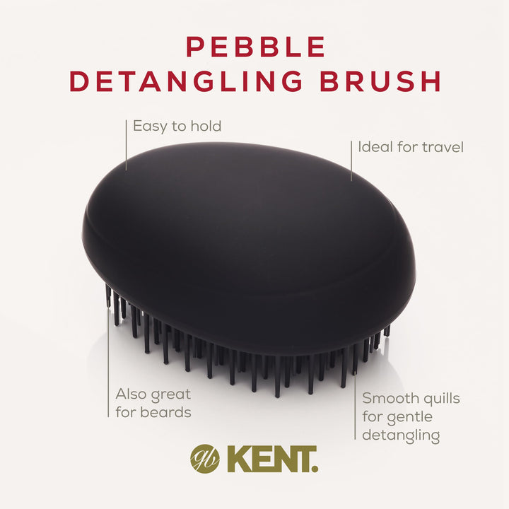 Kent PMB Black Pebble Scalp Massager Shampoo Brush, Shower and Travel Size Detangling Brush - Scalp Scrubber for Dandruff and Kids Hair Detangler - Hairbrush for Tangles