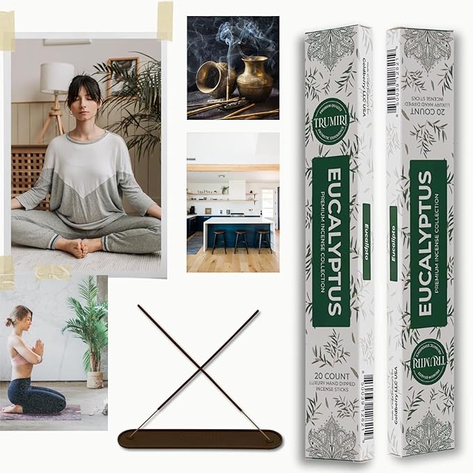 Eucalyptus Incense Sticks - Total 40 Insence-Sticks - Dual Pack of 20 Insense - Inciensos - Inscents - Natural Non Toxic Ingredients - Incents - Incence - Inscense - Insents