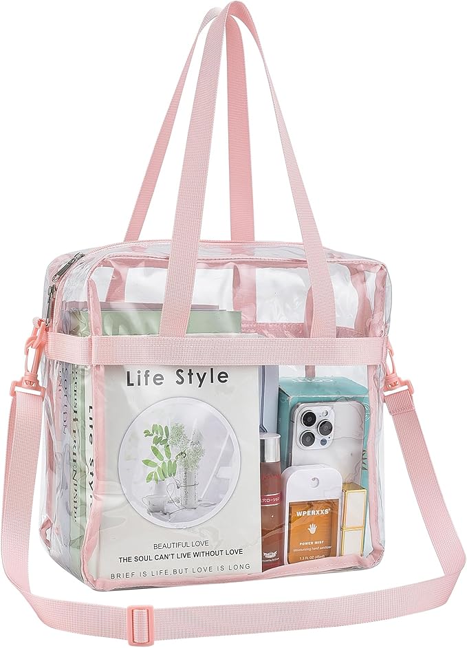 USPECLARE Clear Tote Stadium Approved, Security Travel & Gym Clear Bag for Work Sports Games Concerts