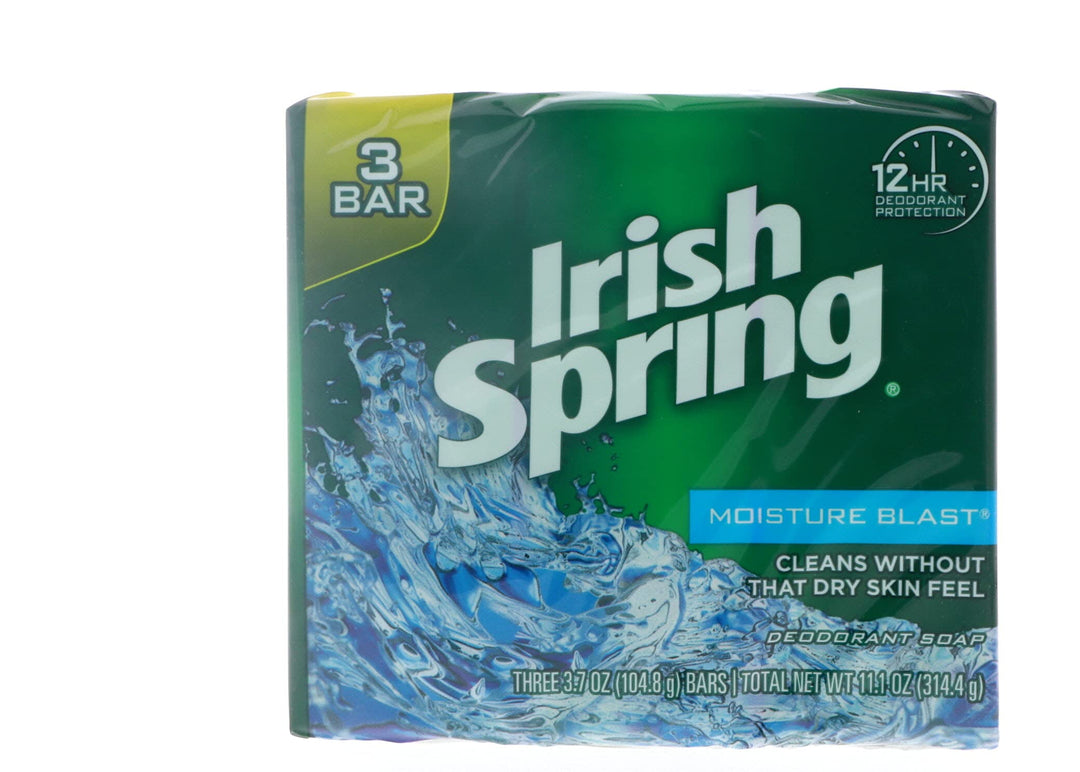 Irish Spring Deodorant Soap Moisture Blast 3.75 oz 3 bar (2 pack)