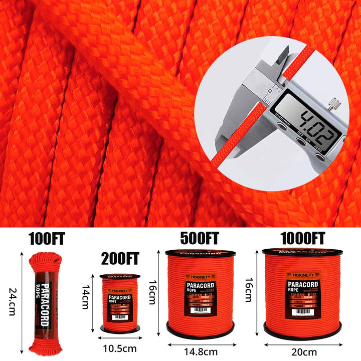 1000Ib Paracord Rope - 100ft / 200ft / 500ft / 1000ft 4mm,12 Strand Parachute Spool Cord,para Cord Lanyard for Camping,Hammock,Clothsline,Hiking,Fishing,Survival braceletand Survival