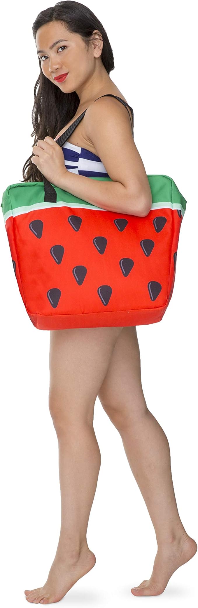 BigMouth Inc Large Insulated Cooler Bag, Reusable Travel Bag with Adustable Straps, Cute Collapsible Food Tote for Picnic Pool Beach