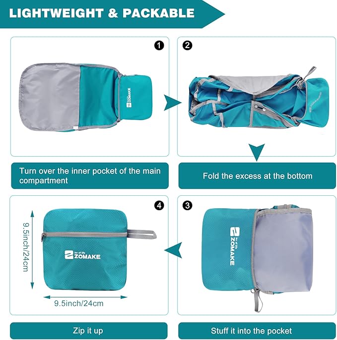 ZOMAKE Lightweight Packable Backpack 35L, Foldable Backpacks Water Resistant Collapsible Light Daypack for Hiking