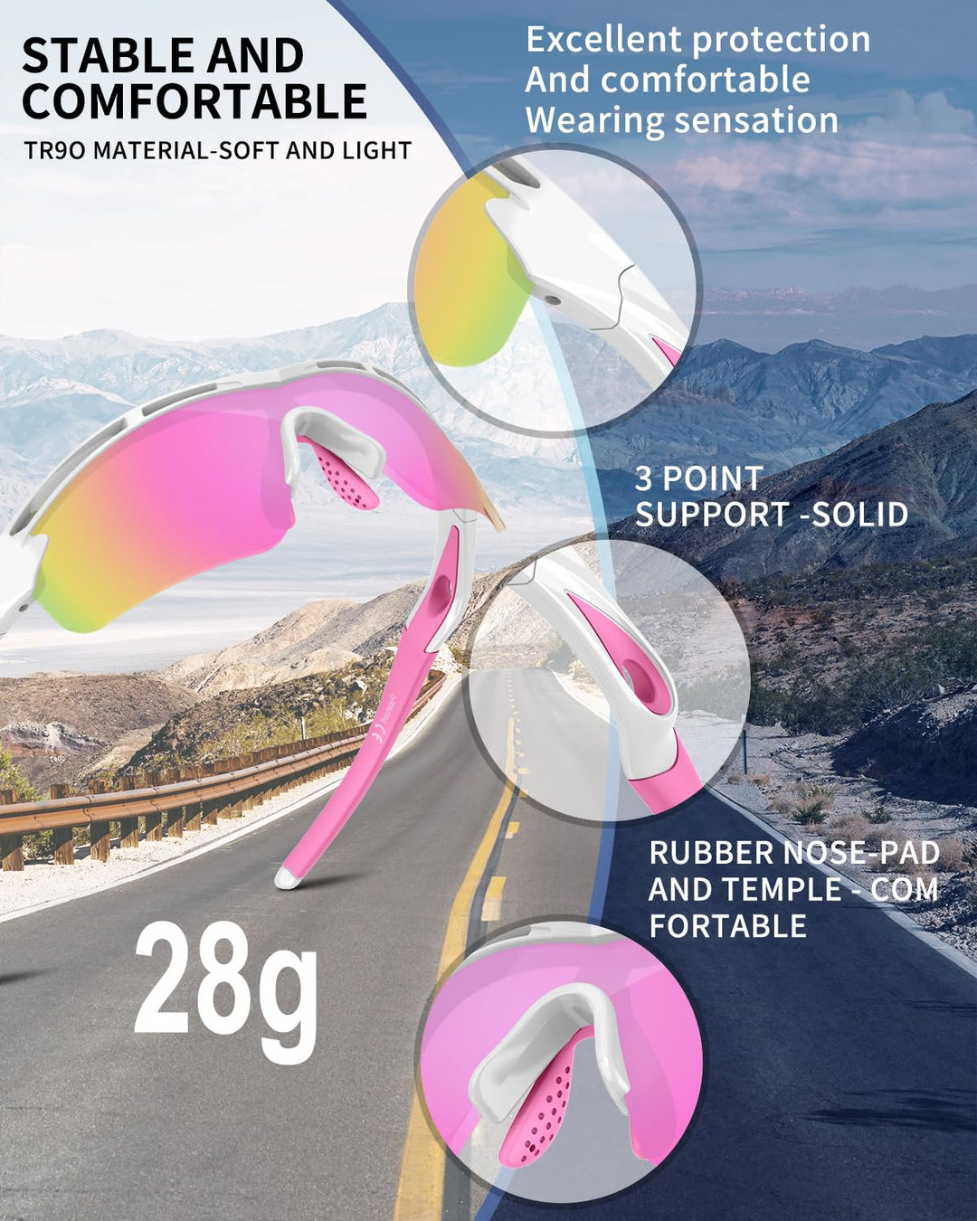 Polarized Sports Sunglasses for Men Women Youth Baseball Cycling Running Driving Fishing Tennis Golf Motor TAC UV400 TR90