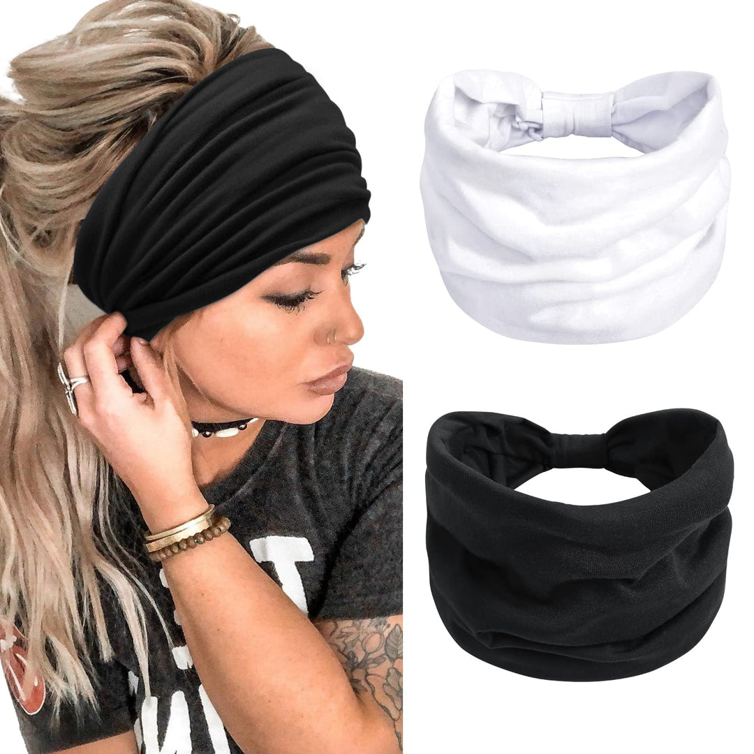 Headbands For Women 7'' Extra Wide Head Bands Non Slip Boho Womens Hair Band Fashion Knotted Workout Yoga Turban Head Wraps Afri