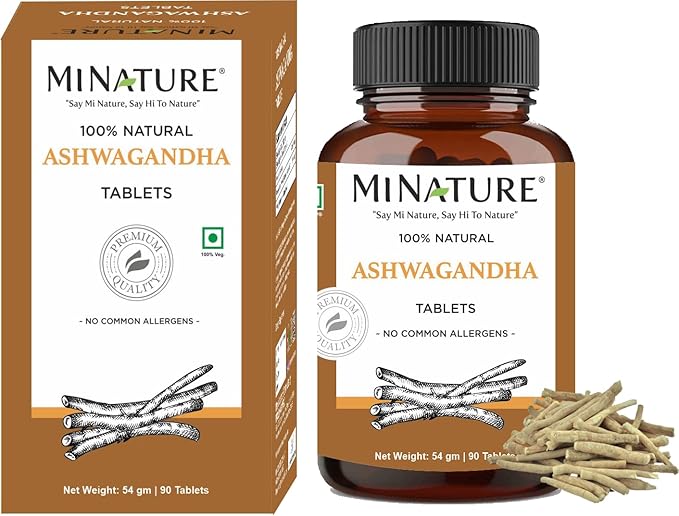 Ashwagandha Tablets- 90 Tablets, 1000 mg by mi Nature | 45 Days Supply |100% Natural Ashwagandha | Vegan | from India
