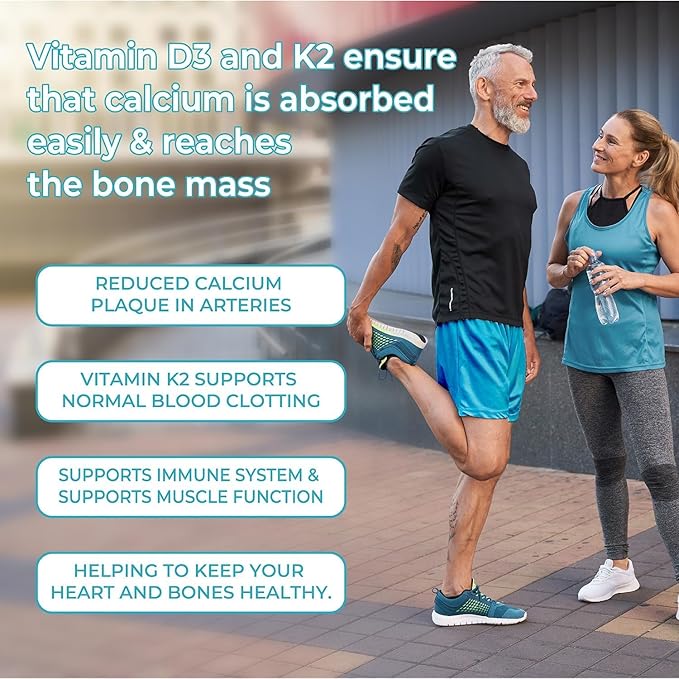 Biovitalia Plant Based Vitamin D3 + K2 60 Capsules for Men & Women | Dietary Supplement | Supports Immune System & Bone Health | Promotes Calcium Absorption - 60 Vegan Capsules