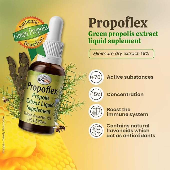 Beelife Brazilian Green Propolis Extract - 15% Extract Bee Propolis Tincture, High Artepillin-C Levels - Natural Antioxidant-Rich Liquid Supplement for Health - Natural Propolis Immune Support, 30ml