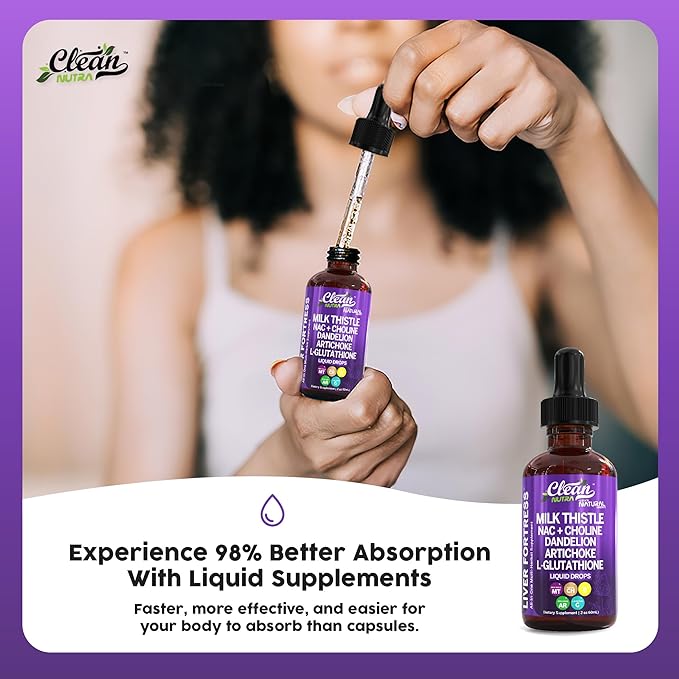 Clean Nutraceuticals Milk Thistle NAC Liver Cleanse Detox & Repair Supplement Liver Support Liquid Drops with Dandelion Extract, Artichoke, Chanca Piedra, Choline, L-Glutathione, Burdock, Schisandra