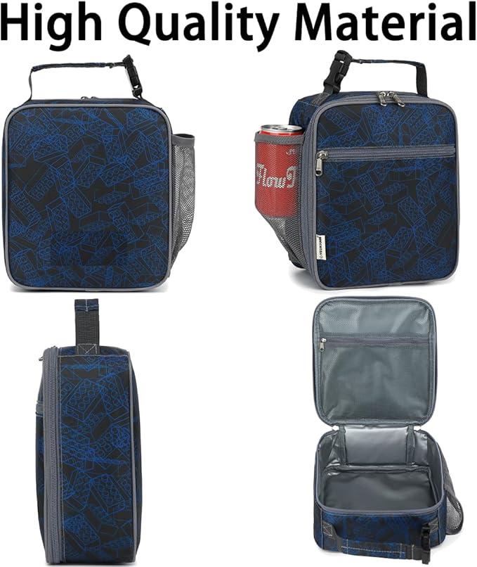Lunch Box for Kids Boys Girls Men Women, Insulated Small Soft Cooler Lunch Bag Kit for School Work Picnic Travel - Reusable Portable lunchbox, Bricks