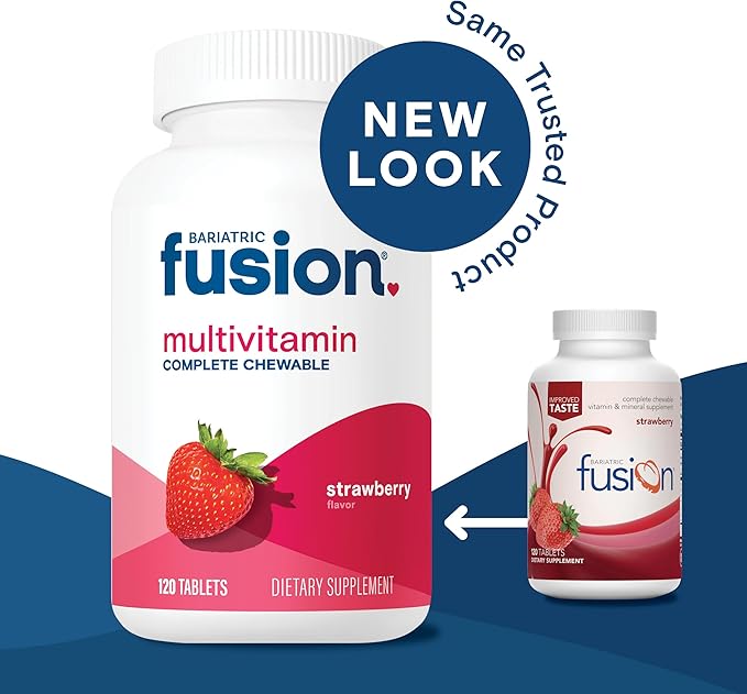 Bariatric Fusion Bariatric Multivitamin with Iron Complete Chewable | Strawberry | Post Bariatric Vitamins for Gastric Bypass and Sleeve Gastrectomy | One Month Supply