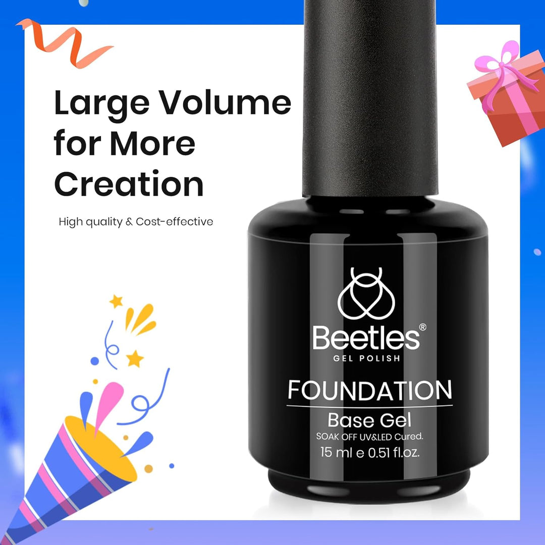 Beetles 4 Pcs Base & Top Coat Gel Kit | Acid-Free Nail Primer Set for Women