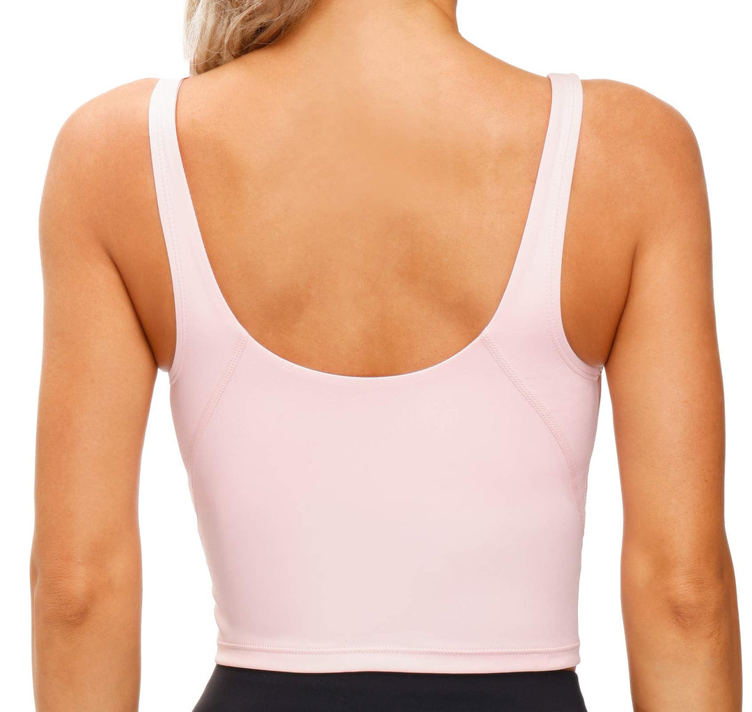 Women’s Longline Sports Bra Wirefree Padded Medium Support Yoga Bras Gym Running Workout Tank Tops (Pink, X-Small)