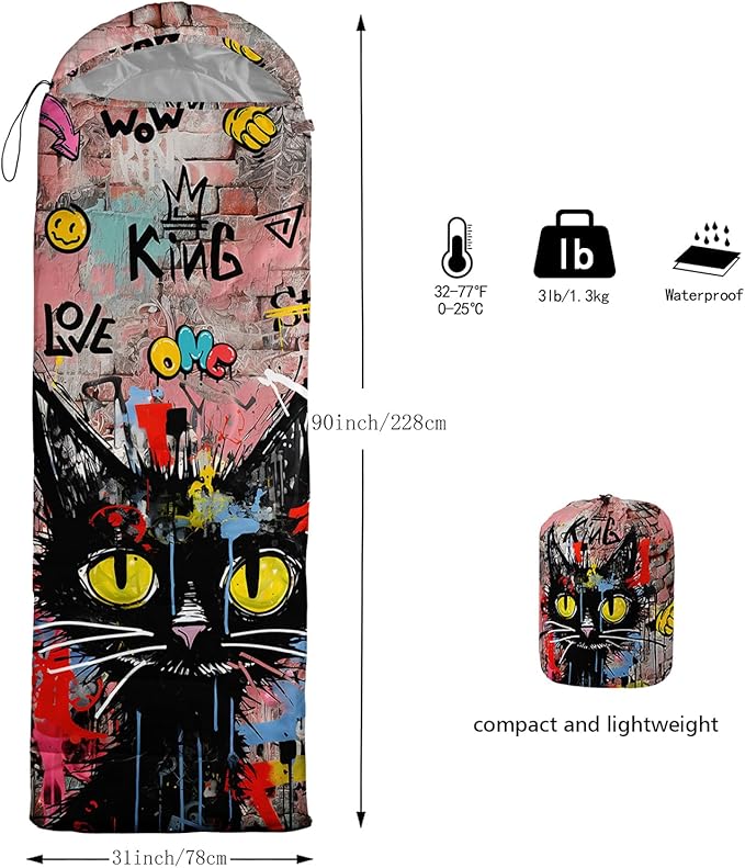 AILONEN Boys Sports Camping Sleeping Bags,Lightweight & Waterproof,3 Season Warm & Cool Weather,Black Player Basketball Sleeping Bags for Kids Adults,Travelling,Outdoors