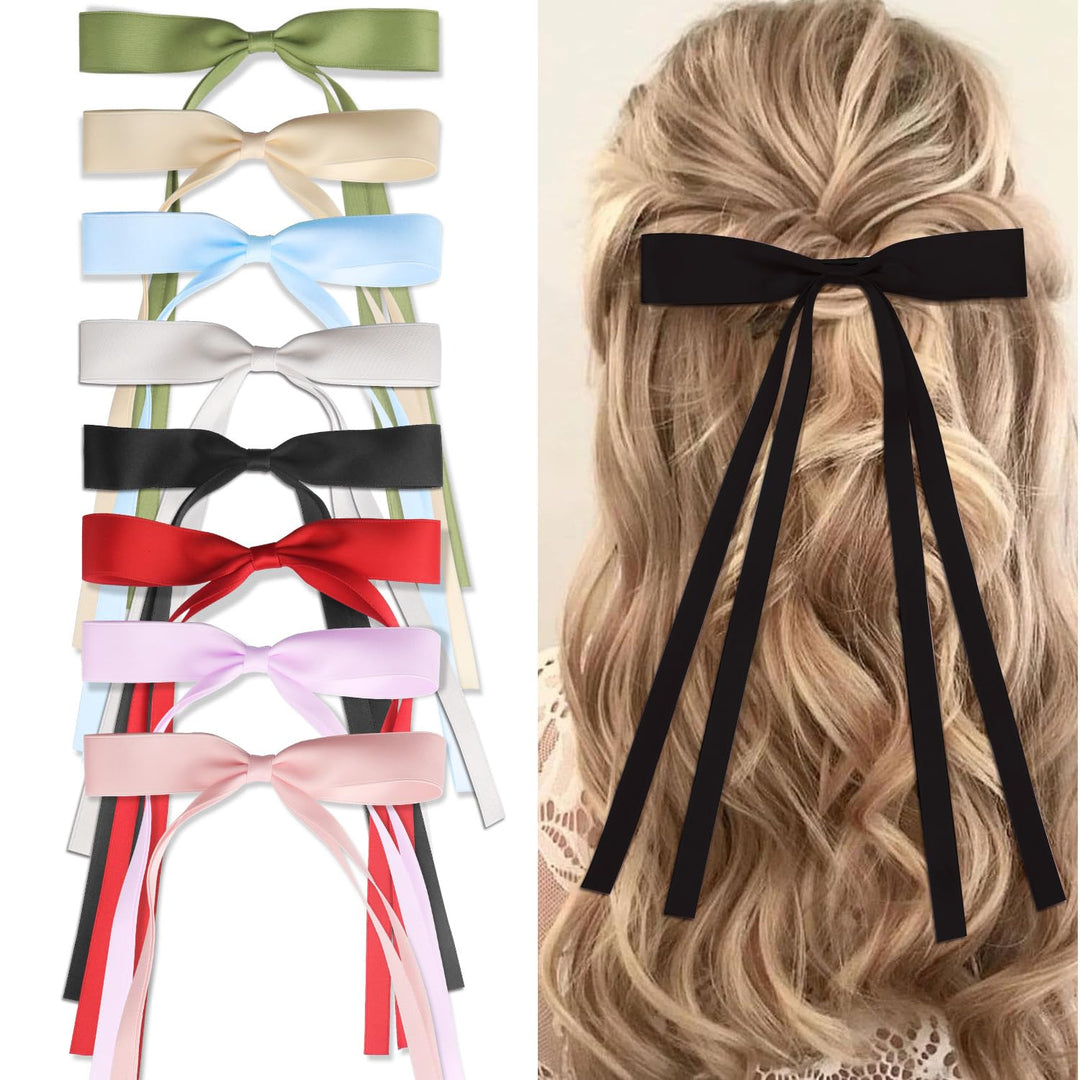 8Pcs Tassel Hair Bow Clips, Cute Bow Clips Long Hair Accessories, Hair Bows Barrette Hairpin With Long Tail, Bowknot Barrettes H