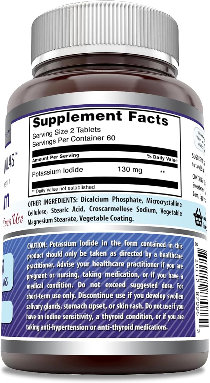 Amazing Formulas Potassium Iodide Supplement | 130 Mg | 120 Tablets | Non-GMO | Gluten-Free | Made in USA