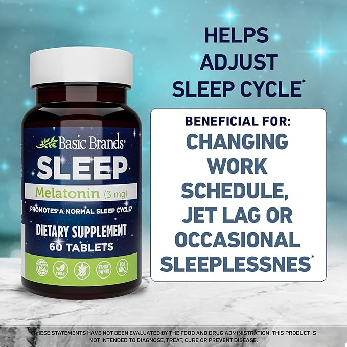 Sleep Melatonin, 3mg, Natural Sleep Support (Pack of 2)