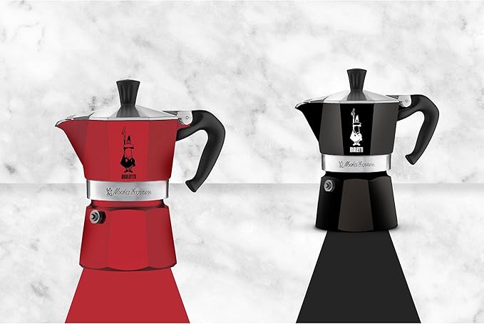 Bialetti - Moka Express: Iconic Stovetop Espresso Maker, Makes Real Italian Coffee, Moka Pot 6 Cups (6 Oz), Aluminium, Red