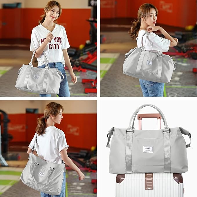 Travel Duffel Bag,Sports Tote Gym Bag,Shoulder Weekender Overnight Bag for Women