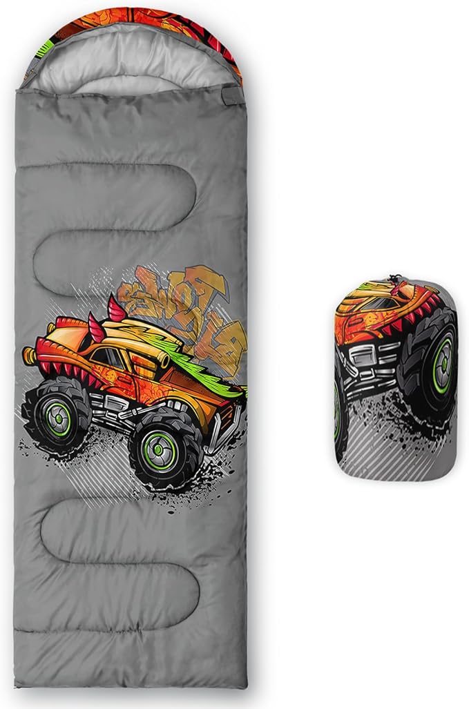 AILONEN Boys Sports Camping Sleeping Bags,Lightweight & Waterproof,3 Season Warm & Cool Weather,Black Player Basketball Sleeping Bags for Kids Adults,Travelling,Outdoors