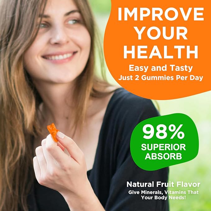 Calcium Magnesium Zinc Supplement with Vitamin D3, Sugar Free Calcium Gummies for Women Men, High Potency Magnesium Gummies for Bone & Muscle & Immune Health, Orange Flavors - 60 Count