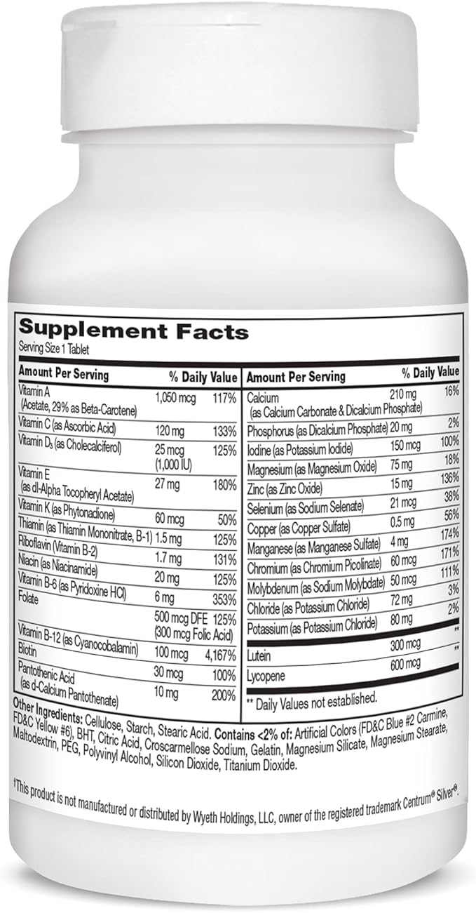 21st Century Sentry Senior Men 50Plus Tablets, White Unscented 100 Count (Pack of 2)