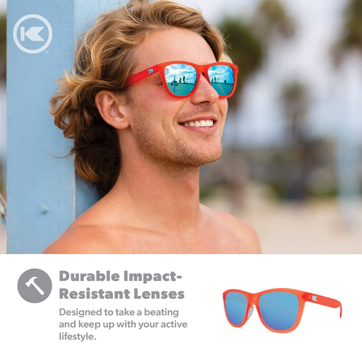 Knockaround Premiums Sport - Polarized Running Sunglasses for Women & Men - Impact Resistant Lenses & Full UV400 Protection, Fruit Punch Red/Aqua