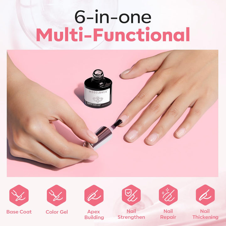 Builder Gel | Jelly Pink 6-In-1 Rubber Base Coat for Fragile Nails