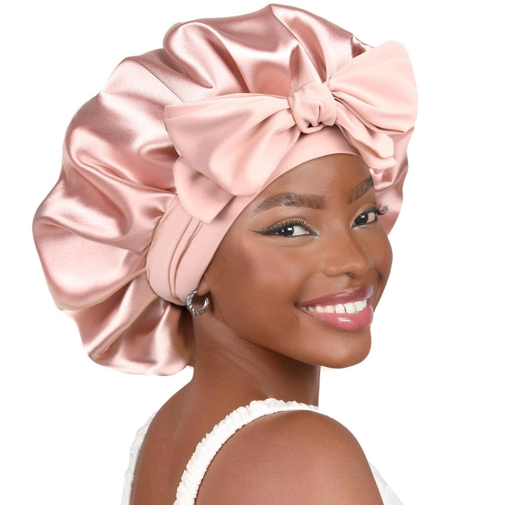 Silk Sleeping Bonnet for Women | Double Layer Satin Lined | Burgundy