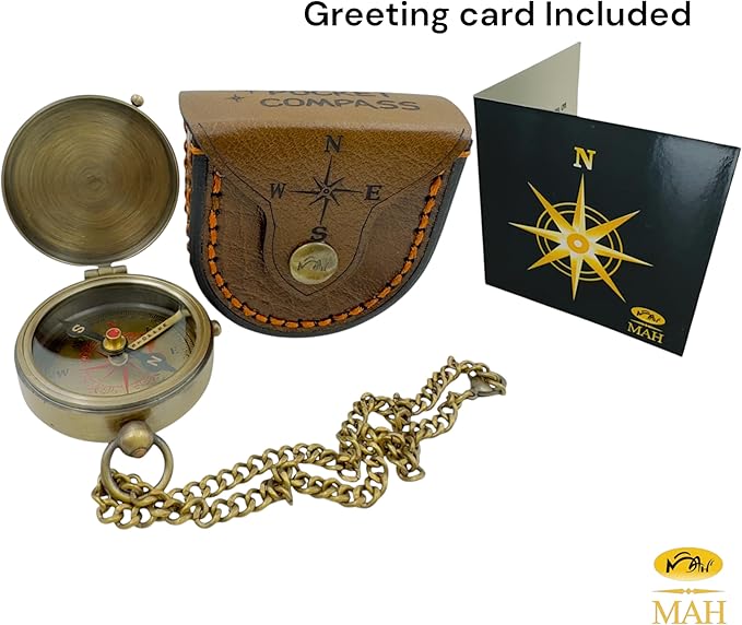 Second Star to The Right J. M. Barrie, Peter Pan Engraved Handmade Brass Compass for Birthday, Graduation Day, Confirmation Gift, Valentine Gift Parting Gift and Campion, Hiking Compass with Case
