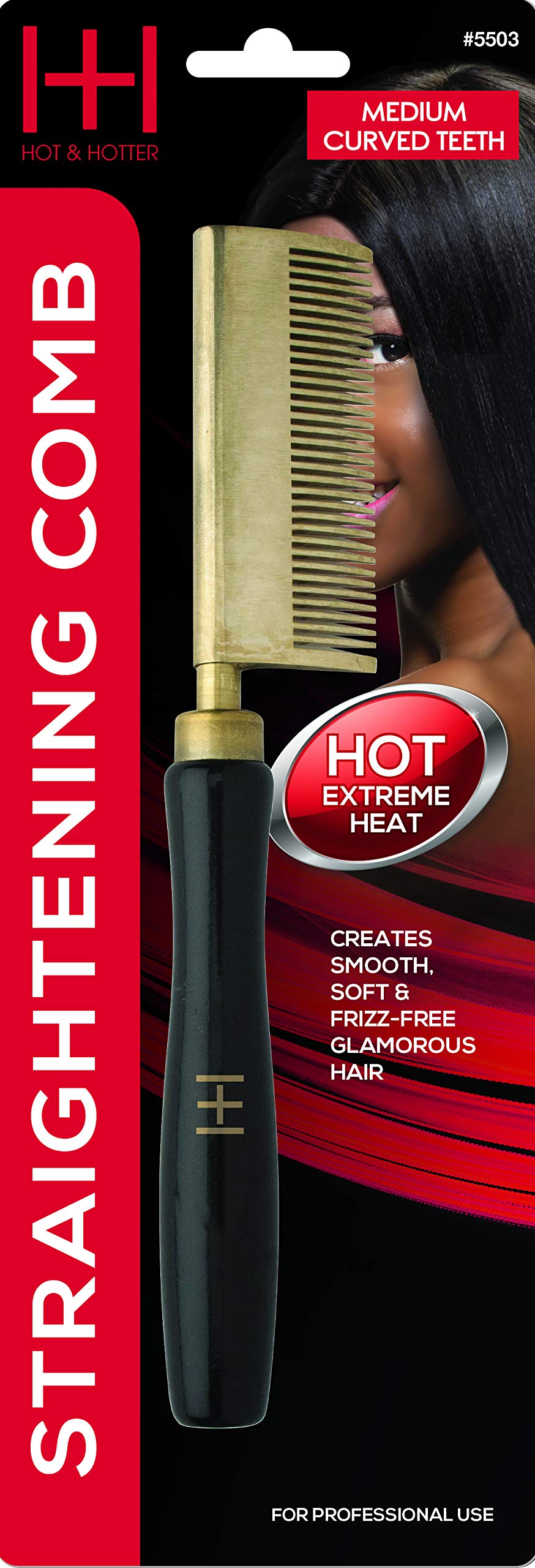 Annie Straightening Comb, Med Teeth, Curved