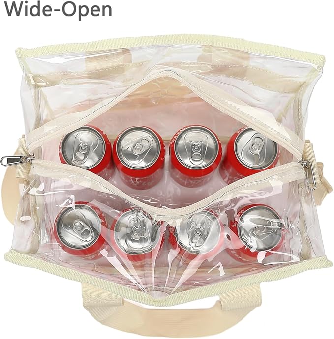 FlowFly Lunch Bag Tote Bag Lunch Organizer Insulated Cooler Bag for Women/Men, Clear#Biege