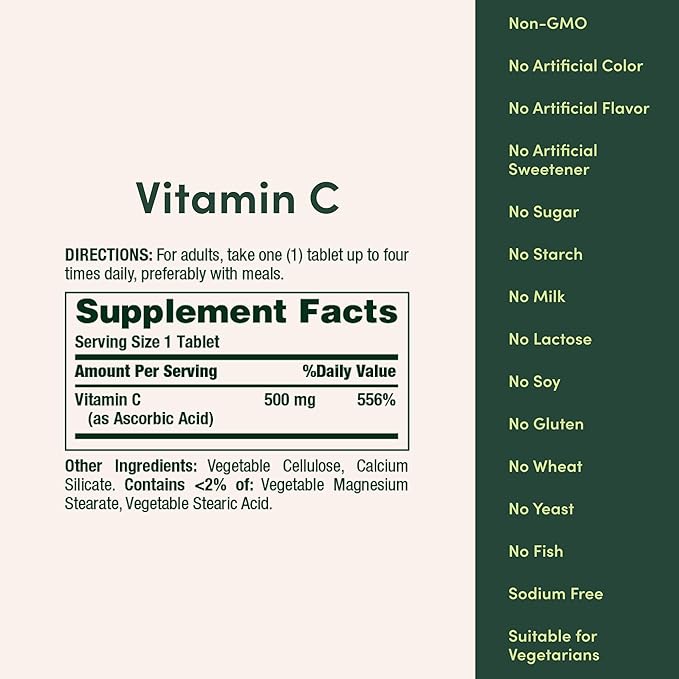 Nature's Bounty Vitamin C, Supports a Healthy Immune System, Vitamin Supplement, 500mg, 250 Tablets