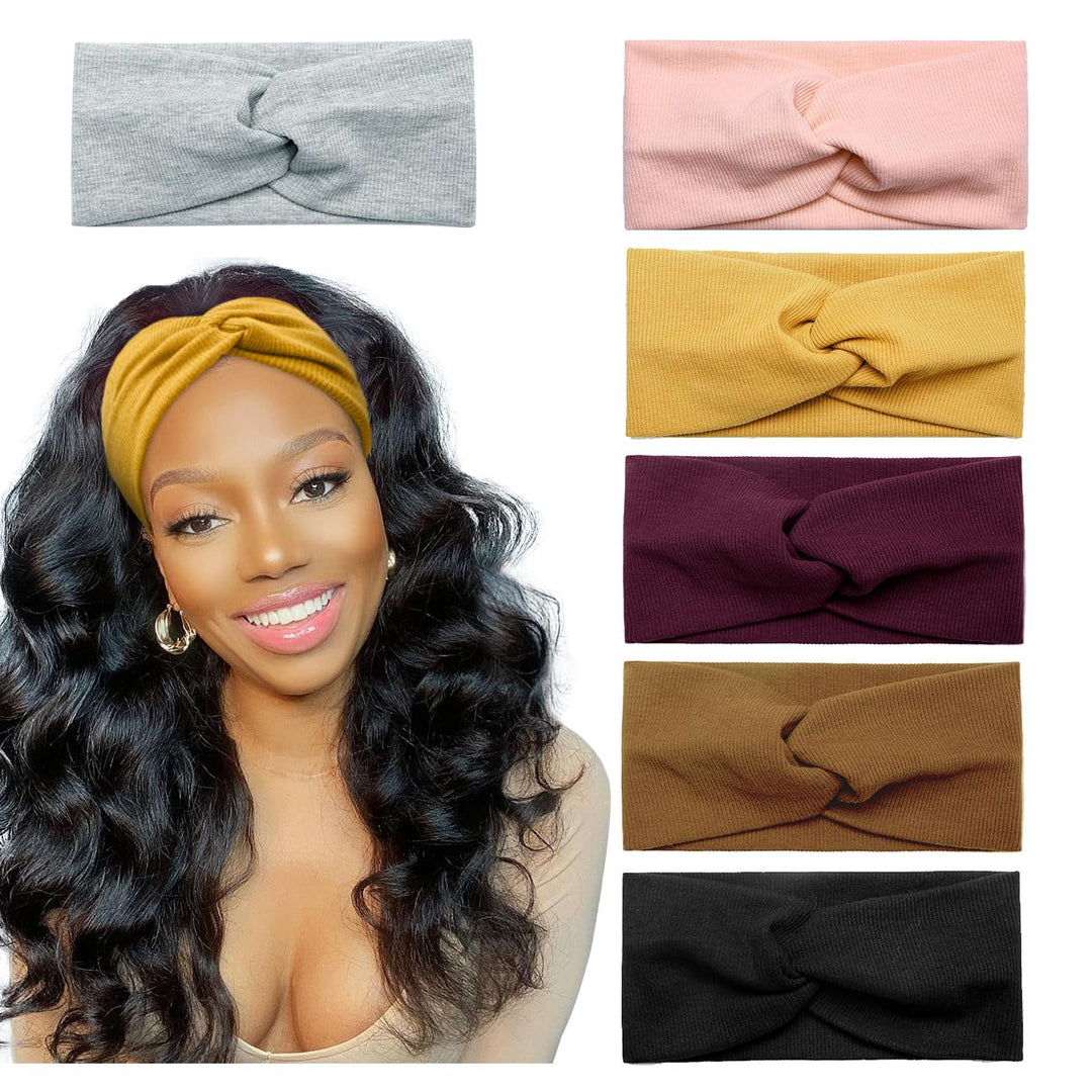 Huachi Wide Headbands For Women'S Hair Fashion Tie Dye Turban Head Bands Non Sliptwisted Headwraps Workout Hair Accessories, 6 P